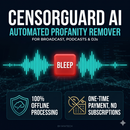 CensorGuard AI v1.1.1 | Automated Profanity Scanner and Audio Editor | Clean Radio Edits | Podcast DJ and Broadcast Compliance Software
